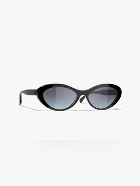 CHANEL black and gold oval sunglasses #5416